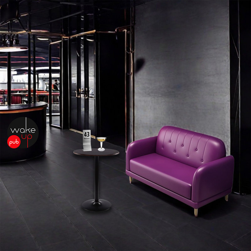 Banc rembourré en similicuir Cafe, Mauve