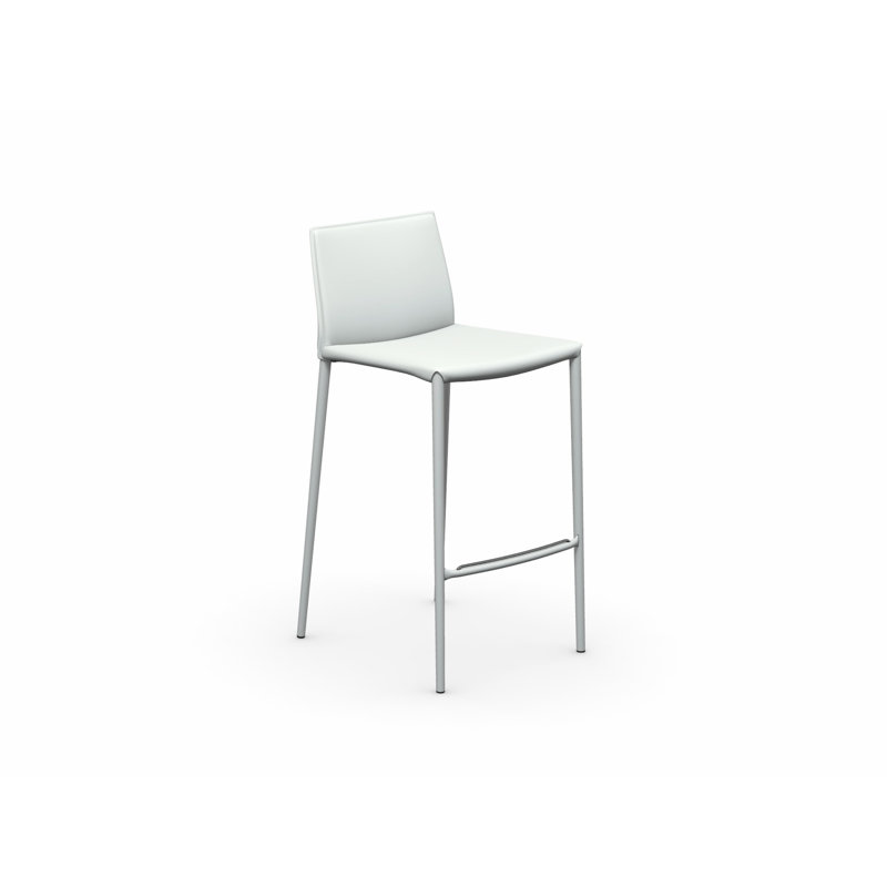 Tabouret de comptoir rembourré Boheme, Blanc optique mat