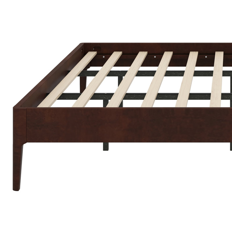 Lit plateforme contemporain avec lattes et support, Très grand lit, Chocolat