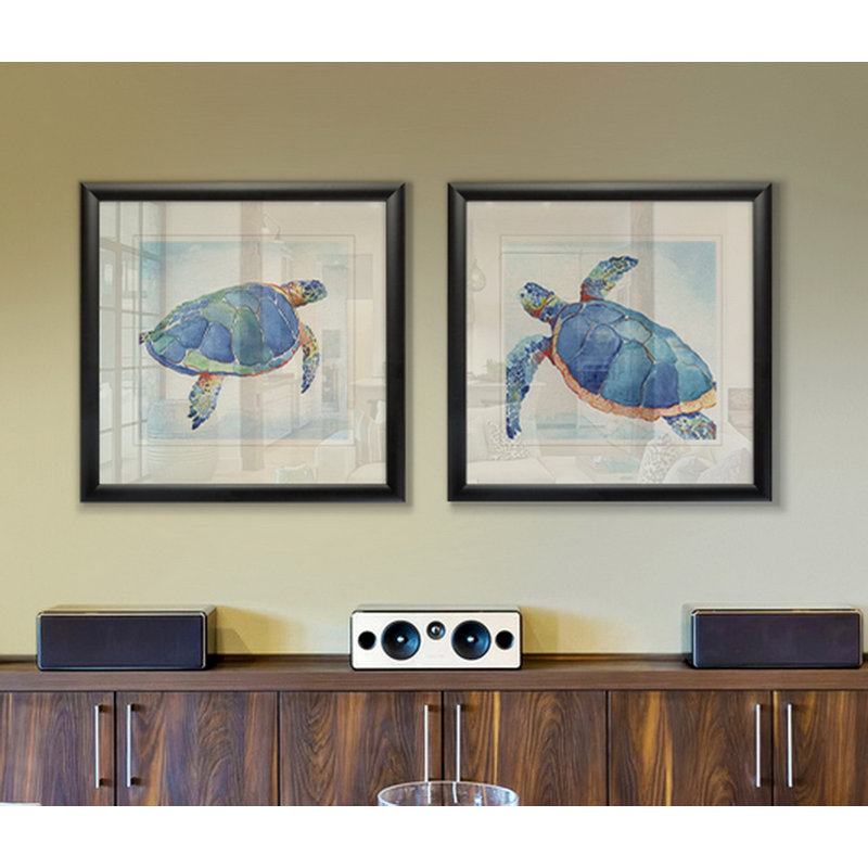 Galapagos Sea Turtle I - 2 Piece Single Picture Frame Print, Black Framed