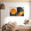 Ensemble de 2 décorations murales géométriques abstraites modernes en MDF, orange et gris-119619201