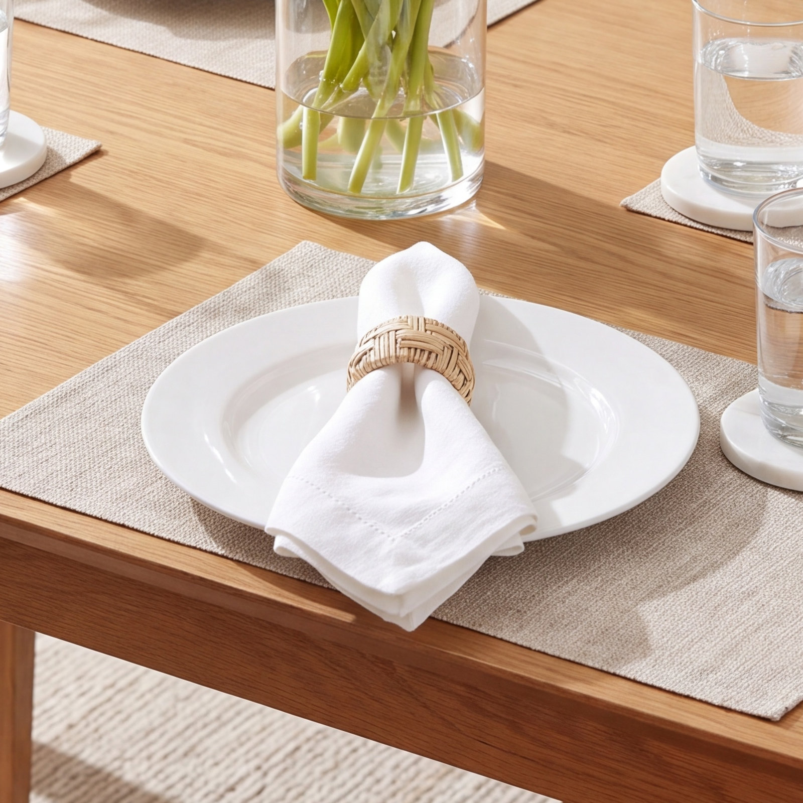 Over and Back Woven Wicker Napkin Rings