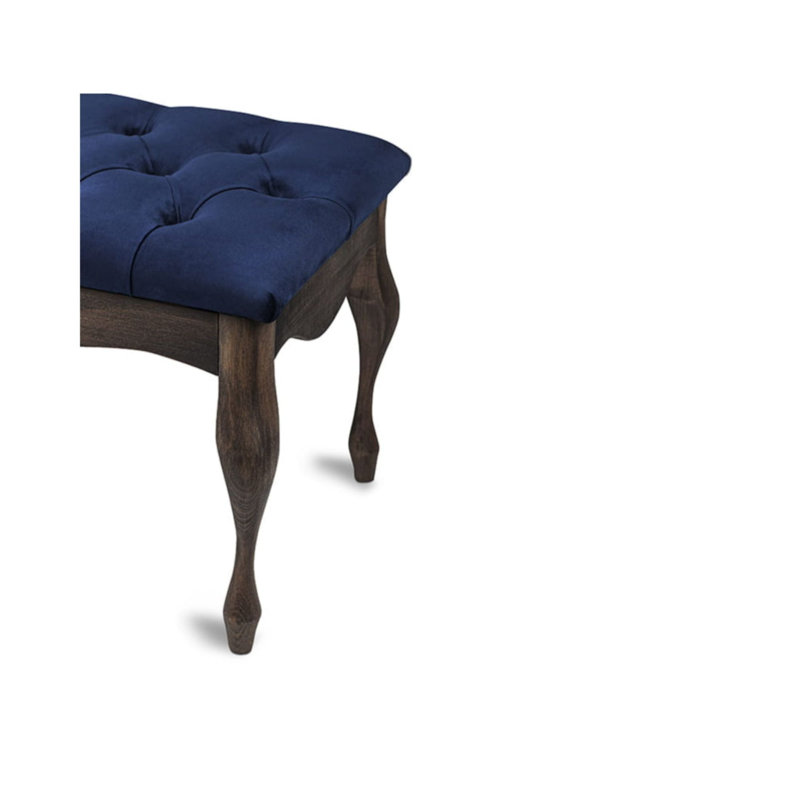 Keeter Velvet Upholstered Bench, H40 x W100 x D40cm, Navy, Dark Brown