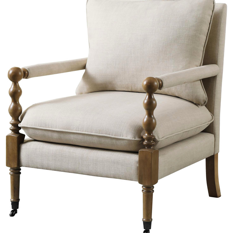 Chaise traditionnelle en bois beige avec teinture de chêne foncé