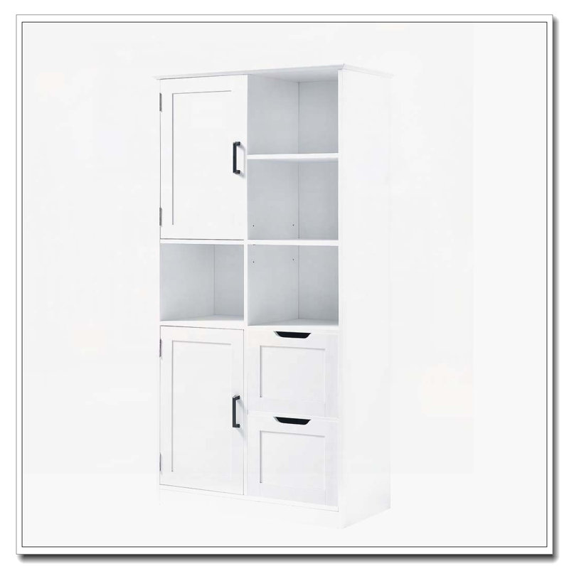 Armoire de rangement autoportante avec tablette ouverte et tablette réglable