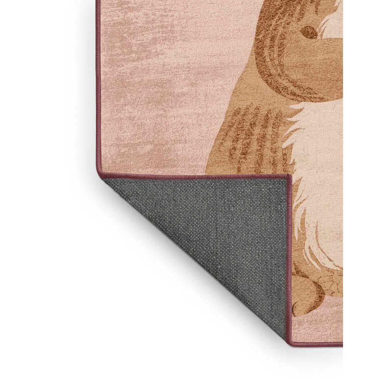 Soft Plush Fedele Easter Modern & Contemporary Abstract Area Rug in Beige – Rose Binding, 2x3
