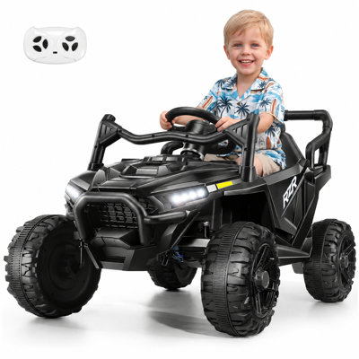 Alex 12 Volt Ride On Toys 12V UTV Power Wheels With Remote Control For Parent, 2WD/200Wx2 Electric Car For Big Kids Gift, 3 Speeds, Soft Start Shock, Bluetooth, Led Lights, Safety Belt