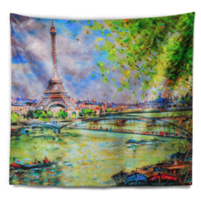 Peinture colorée de paysage de tapisserie eiffel