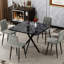 Table de salle à manger carrée noire de 38,6 po x 38,6 po x 30,2 po de style Mid-Century moderne et en fer, peu encombrante et facile à assembler pour 4 à 6 personnes-118577436