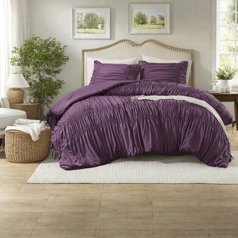 Soft Twin Microfiber Bedding Sets, French Country Ruched Style For Home