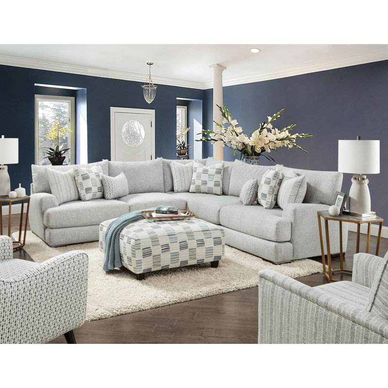 Canapé modulaire 100% polyester avec repose-pieds Fathia