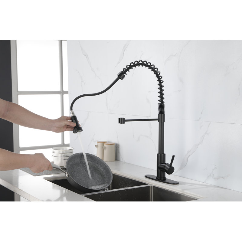 Robinet de cuisine à bec rétractable en acier inoxydable | Robinet pour lavabo monotrou à poignée simple | Idée de cadeau