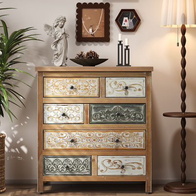 Vintage Wooden Display Cabinet With 6 Drawers
