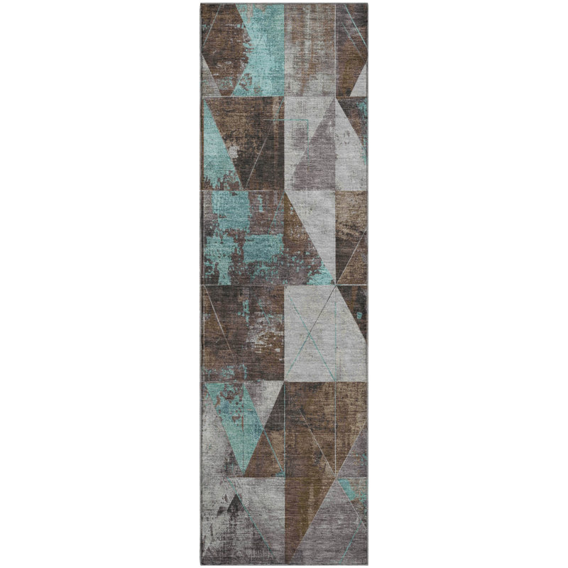 Premium Machine Washable Fairwood AMF1888 Geometric Rug, Runner 2'3" x 7'6"