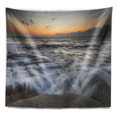 Tapisserie «Troubled Sunset Sea Waves»