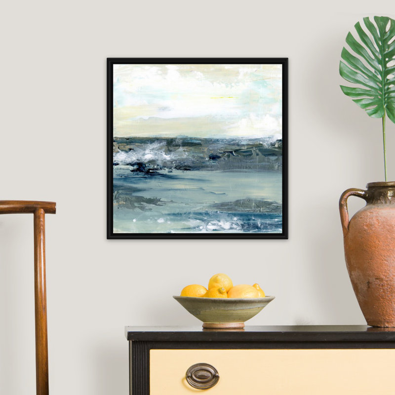 Reproduction d’art sur toile, "Coastal blues I" par Lila Bramma, Cadre flottant noir, H 22 po x l 22 po x P 1,75 po