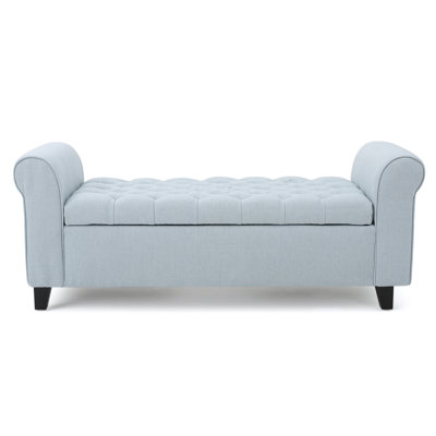 Claxton Upholstered Flip top Storage Bench 50.00” W x 19.50” D x 20.50” H BUTTON TUFTED DIAMOND STITCH
