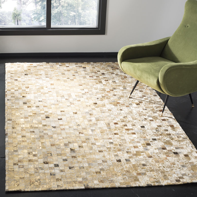 Tapis ivoire touffeté à la main Atchley, Rectangulaire 3 pi x 5 pi