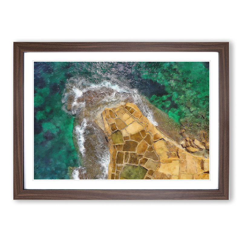 High Above Gozo Malta - Framed Print, Walnut Framed, 36cm H x 48cm W x 2cm D