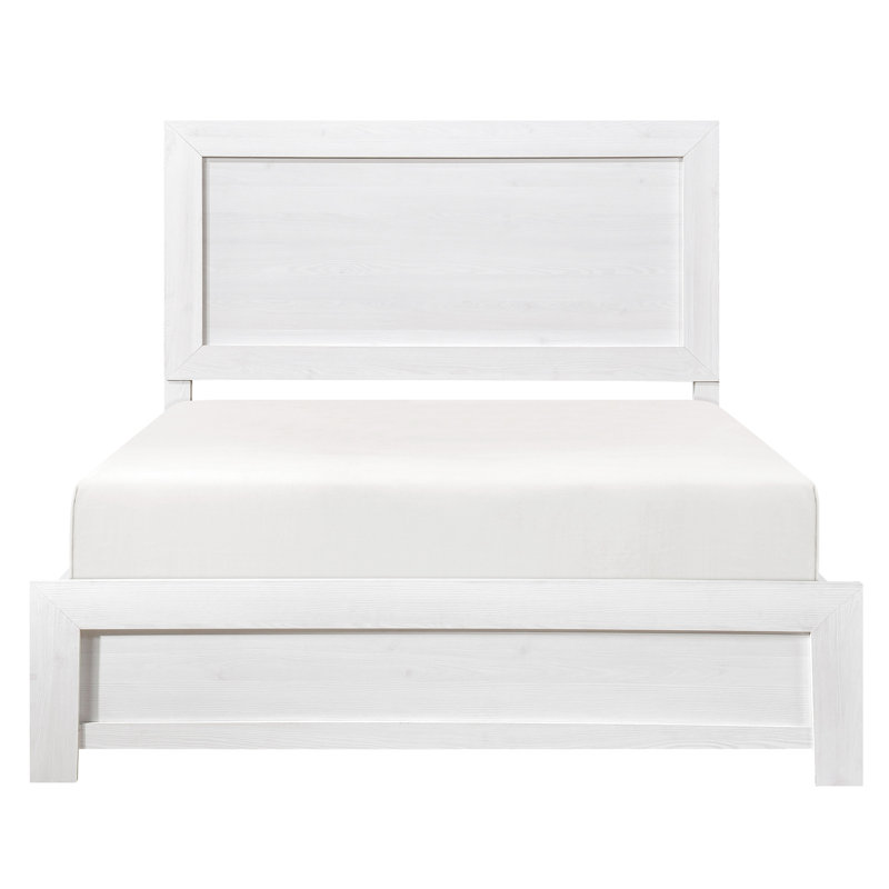 Chambre à coucher, grand lit en blanc, en bois et rails, tête de lit, tête de lit composée de rails, Grand lit