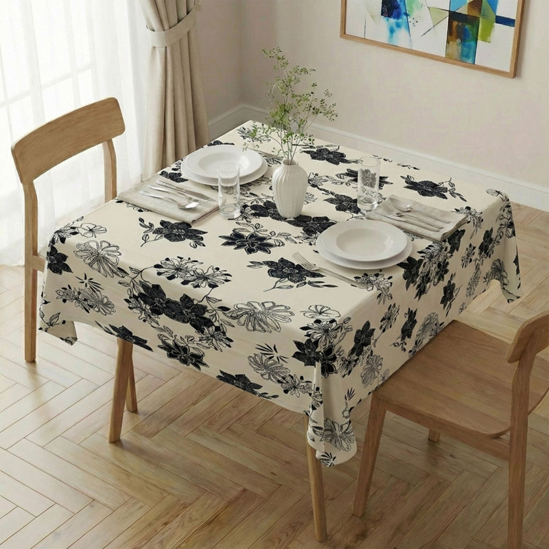 Nappe élégante (55 x 55 pouces), 65% coton / 35% polyester, facile à nettoyer, lavable à la machine à 86 ° F, va au sèche-linge, repassable | Parfait pour la table à manger et les occasions spéciales, design durable et élégant