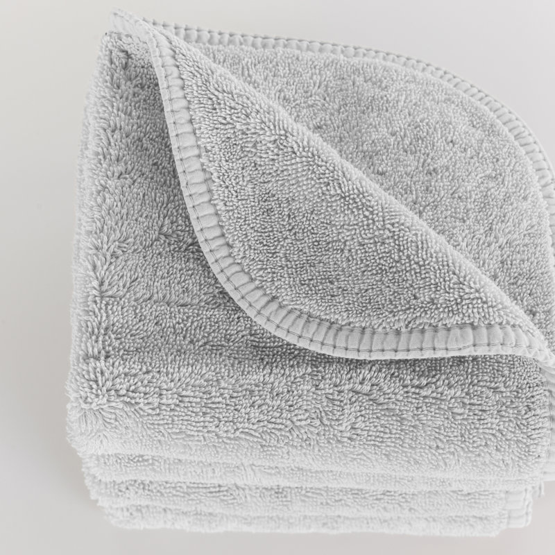 Lago Portuguese Long-Staple 100% Cotton Towels, Gray, Washcloth - 1 Pack