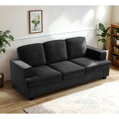 Canapé 3 places moderne et confortable en velours avec assise profonde, mousse haute densité et coussins de dossier amovibles pour des moments de détente