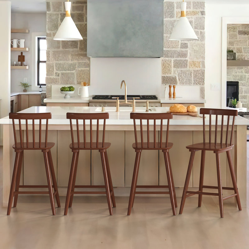 Tabouret Baggett, Tabouret de comptoir (siège d'une hauteur de 24 p, Noyer, 4