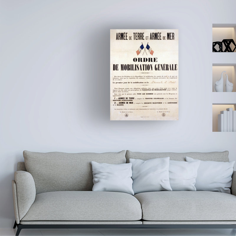 Art sur toile, affiche de la Première Guerre mondiale par Anonyme, H 32 po x l 24 po