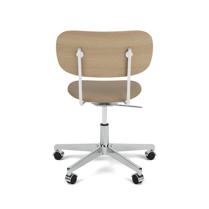 Co Leather Task Chair, Stone, Natural Oak/Silver
