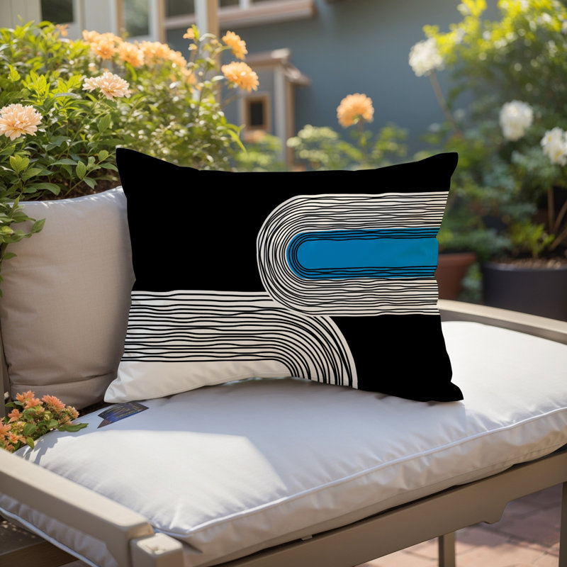 Housse et insert de coussin rectangulaire intérieur / extérieur en polyester filé Cassie, Turquoise, H 14 po x l 20 po