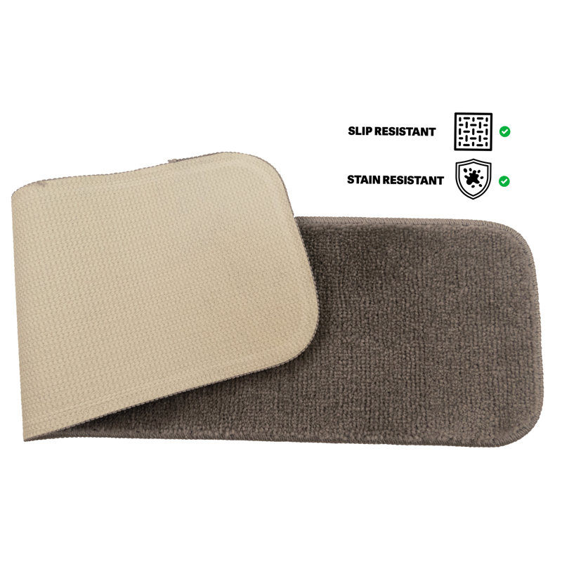 Tapis d'escalier intérieur antidérapant Comfy Collection, Gris, Rectangle 30 po x 8,5 po, Ensemble de 13