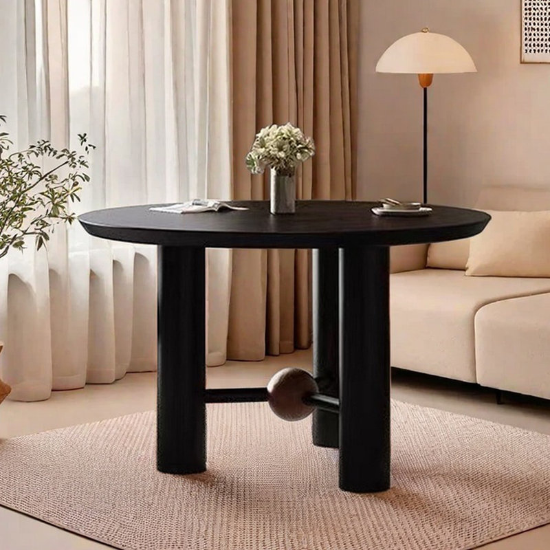 Table de salle à manger en bois de cire rétro français, H 29,52 po x L 59,05 po x l 59,05 po