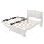 Lit plateforme tapissier pleine grandeur avec lit gigogne, structure en bois, tête de lit, aucun sommier requis, beige