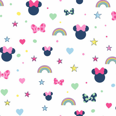 Rouleau de papier peint arc-en-ciel L 33 pi x l 20,5 po Disney Minnie Mouse