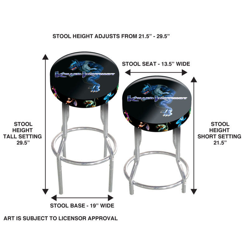 Adjustable Black and Chrome Metal Arcade Stool