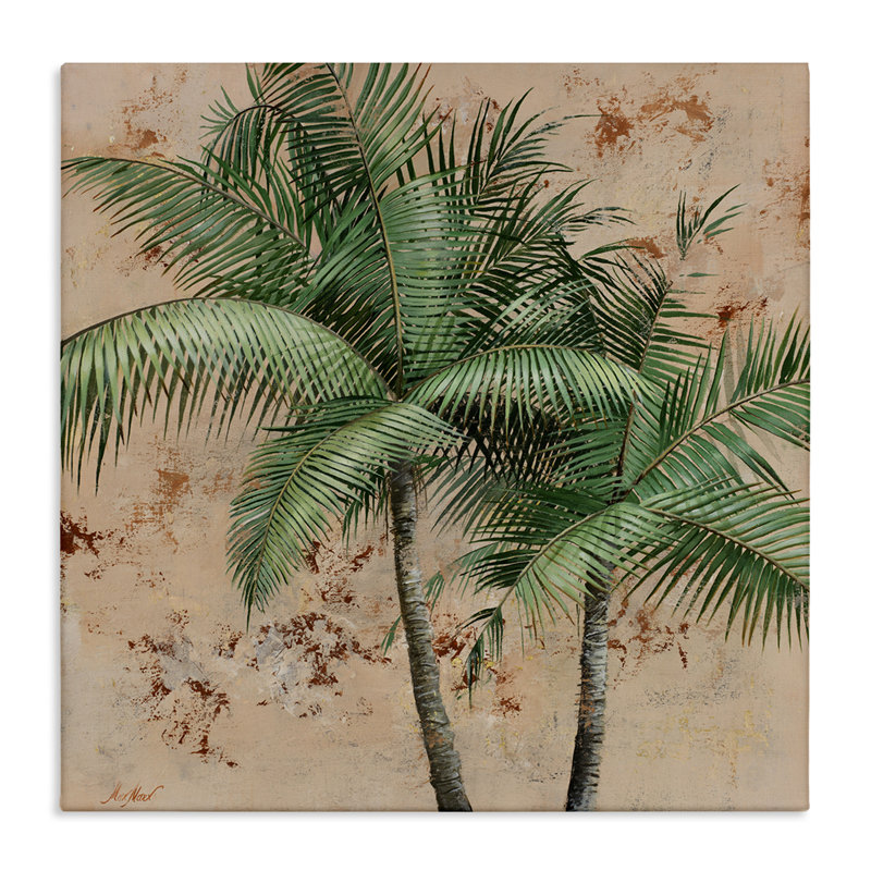 Art mural sur toile feuilles de palmier par Max Maxx, H 17 po x l 17 po