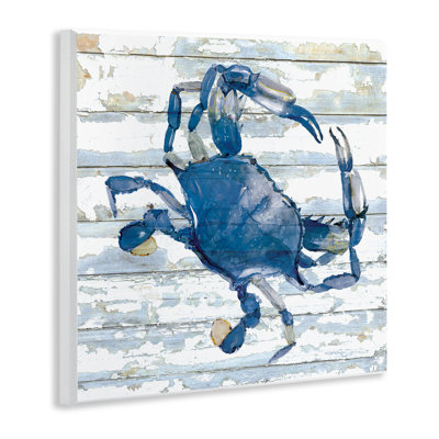  Crabe bleu sur plaque murale vieillie par Jessie Perry