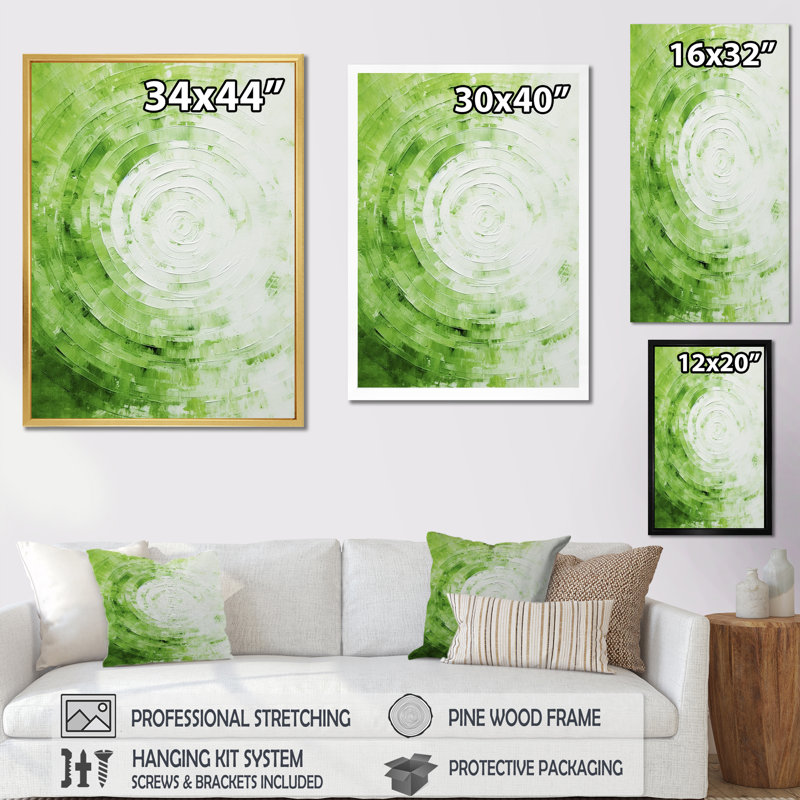 Green White Sage Spirals  - Abstract Shapes Wall Art Prints, Cadre flottant noir, H 44 po x l 34 po