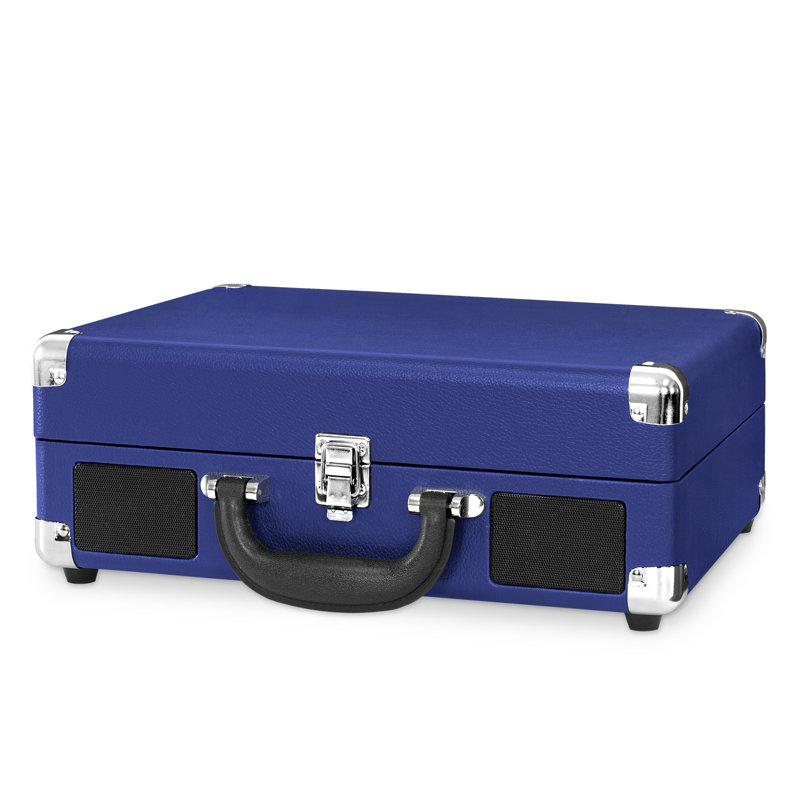 Tourne-disque décoratif avec tourne-disque 3 vitesses Bluetooth valise, Cobalt