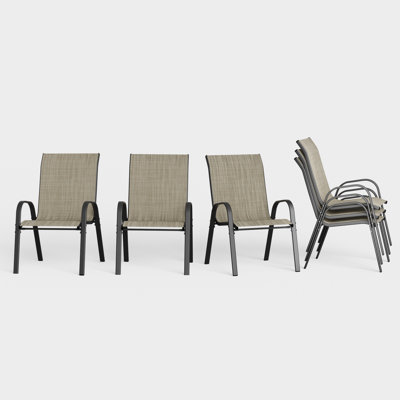 Ortonville 24"W Outdoor Stackable Dining Chairs, Densy PVC-Coated Polyester Chairs