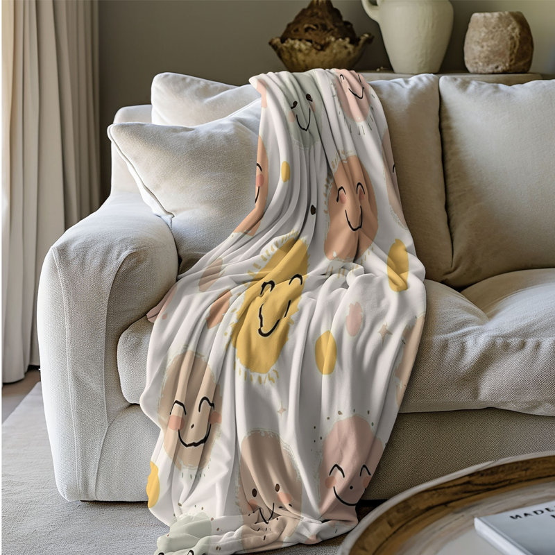 Abstract Abstract Happy Patterns - 1 pièce Sherpa Premium, Lit simple