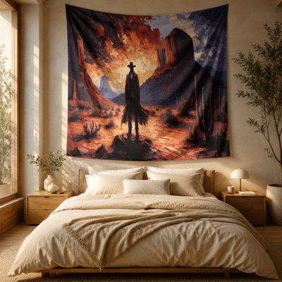Southwestern Cowboy Outlaw Theme Wall Tapestry