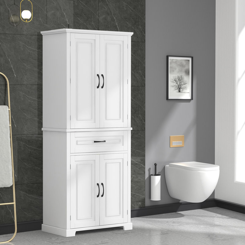 Bryse 72.2" H Bathroom Storage Cabinet with Drawer, Multiple Storage Space, Adjustable Shelf, White
