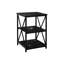 Contemporary End Table With Black Marble-Like Top And Metal Legs Modern Side Marble Surface Base