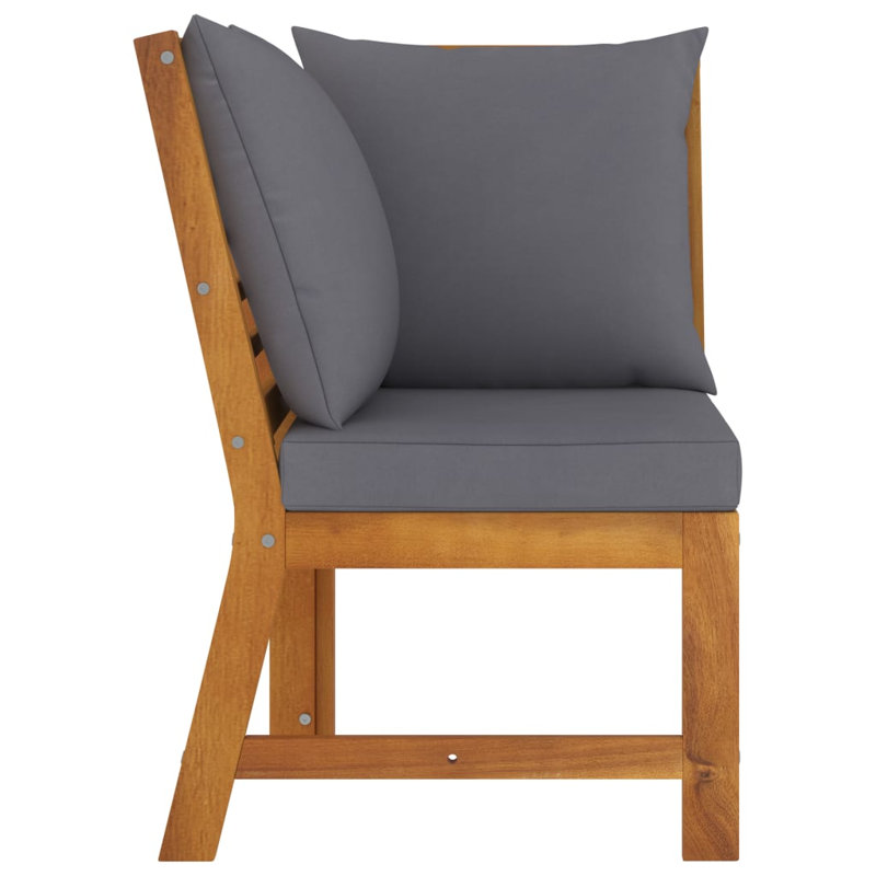 23.8" Wide Acacia Square Patio Sofa with Cushions, Dark Gray