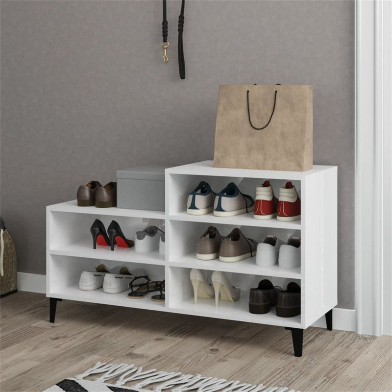 10 Pair Shoe Storage Cabinet, High Gloss White