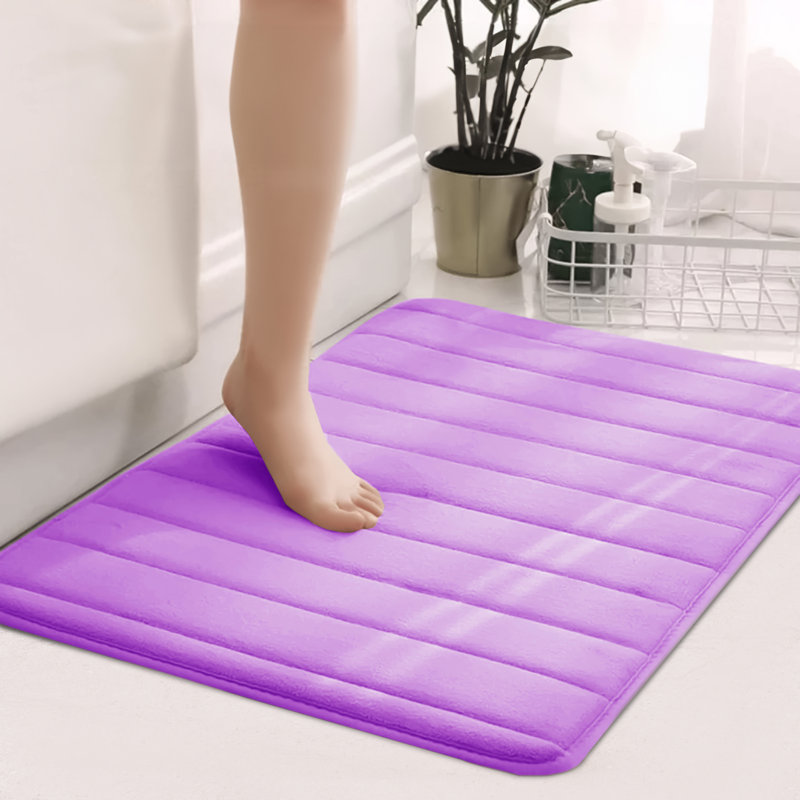 Nakiyha Rectangle Non-Slip Bath Mat, Lilac, 50cmW x 80cmL