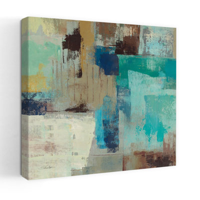 Art contemporain contemporain bleu sarcelle et reflets turquoise avec art abstrait