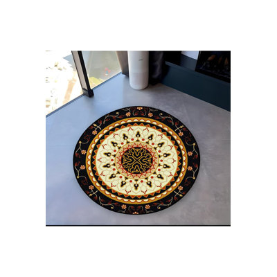 Tapis rond rond multicolore multicolore lavable à la machine